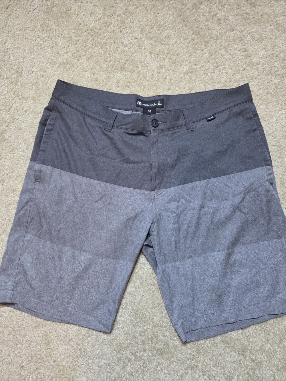 TravisMathew Why Worry Hybrid Golf Shorts Grey Men’s Size 36